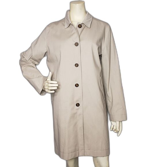 GARNET HILL Tan Raincoat Trench Coat Khaki Brown Womens Size 12